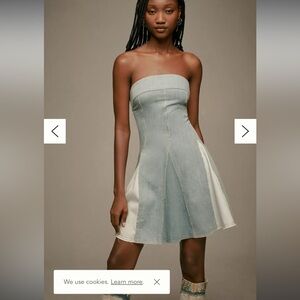 Pilcro Strapless Seamed Denim Mini Dress